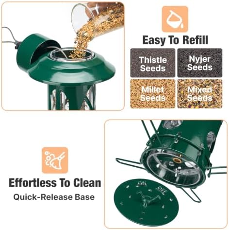 Veehoo Squirrel Proof Bird Feeders for Outdoors Hanging, Holds Up to 3.5 lb