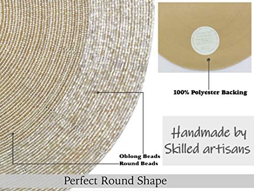COTTON CRAFT Glitz Handmade Beaded Charger Placemats - Set of 4 - Champagne