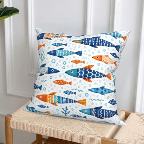 Fish Decorative Throw Pillow Covers 18x18 Inch Set of 4