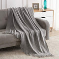 BOURINA Light Grey Throw Blanket 50x60 Inch Knitted Soft Throw Sofa Blanket