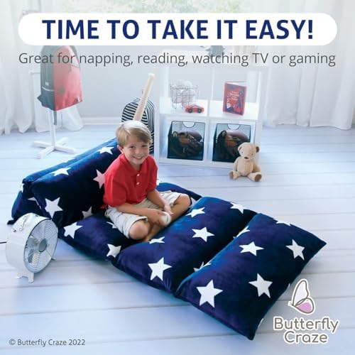 Butterfly Craze Floor Pillow Cover Plush Folding Lounger Bed Cushion Case
