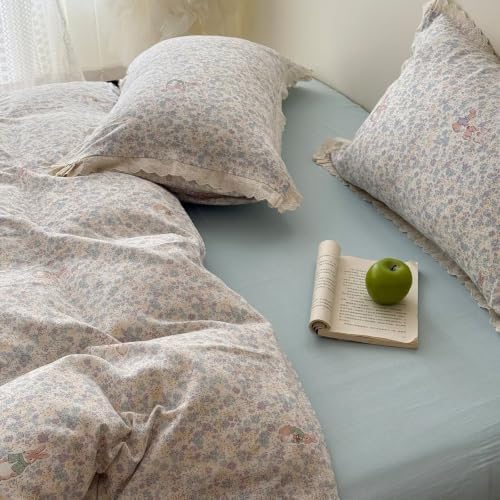 Queen Size Gauze Duvet Cover 90"×90",100% Cotton Bedding Set 3 Pcs