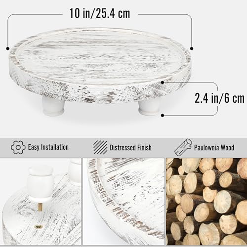 Tikea Round Wood Riser, Farmhouse Riser for Decor, Rustic Display Tray 10in
