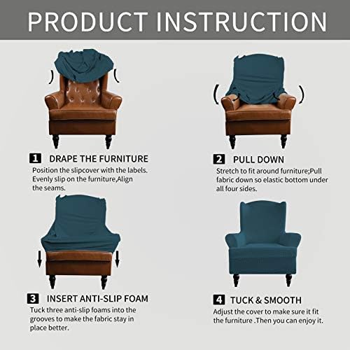 Easy-Going Stretch Wingback Chair Sofa Slipcover Deep Teal