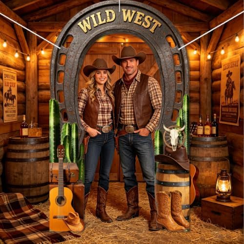 CUTHOLLOW Western Cowboy Horseshoe Decorations 3 Pcs Porch Sign Banner