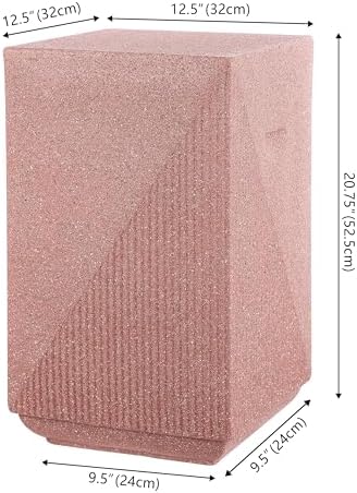 JONATHAN Y Adrian Outdoor Side Table Stool Polyresin 21", Pink Terrazzo