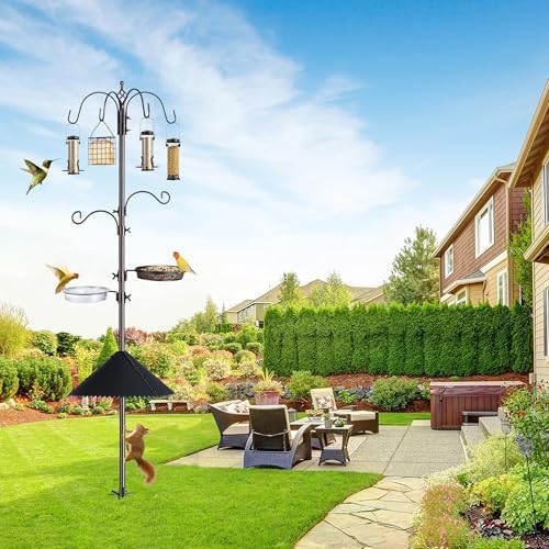 94-Inch Bird Feeding Station Kit, 6-Hook Pole with Squirrel Baffle