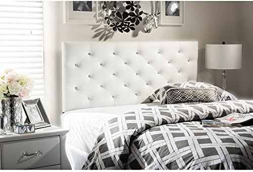 Baxton Studio Viviana Modern and Contemporary White Faux Leather Upholstered Button-Tufted Full Size Headboard