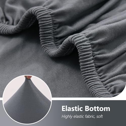 hyha 4 Pieces Couch Covers for 3 Cushion Couch, Sofa Covers Washable Soft Sofa Slipcovers, Stretch Couch Covers for Dogs, Furniture Protector with Elastic Straps (Sofa, Dark Gray)
