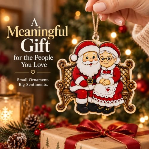 Santa and Mrs. Claus Christmas Tree Ornament 2026, Vintage Christmas Ornament, Traditional Christmas Decor, Cute Holiday Ornament, for Women, Friends, Family