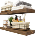 Solid Wood Floating Shelves for Wall 24 Inch Walnut, Wooden Bathroom Shelf