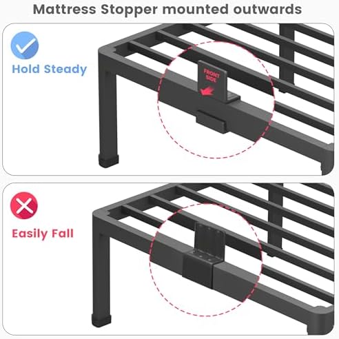 10 Inch Queen Size Metal Platform Bed Frame with Round Corners Leg