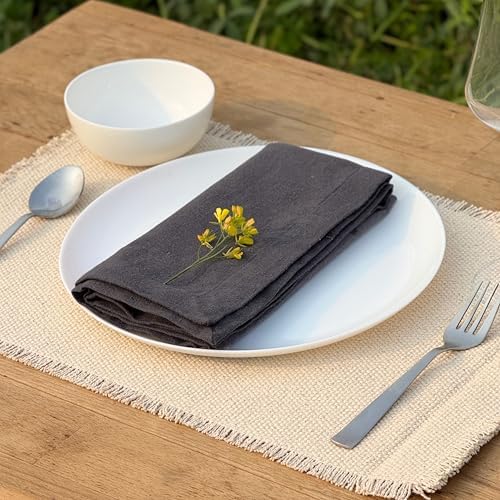 Ramanta Home Charcoal Cotton Dinner Napkins Set of 12, 18x18 Inch