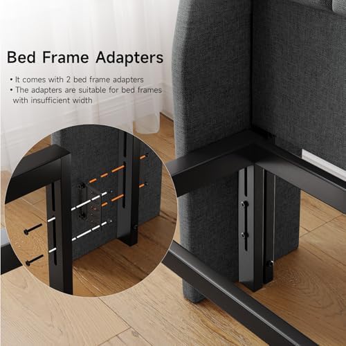 ONBRILL Ergonomic Headboard Queen Size with Charging Station, Dark Grey