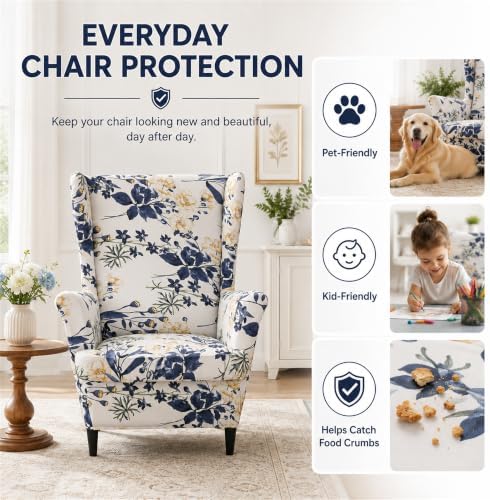 NILUOH Wingback Chair Slipcover 2-Piece, Stretch Armchair Protector