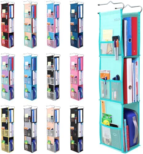 ABRA® 3 Shelf Hanging Locker Organizer for School, Work, Gym, Storage | Deep Shelves 6.5" x 9”| Eco-Friendly Fabric | Adjustable School Locker Shelf from 3 to 2 Shelves (Ocean Turquoise).5