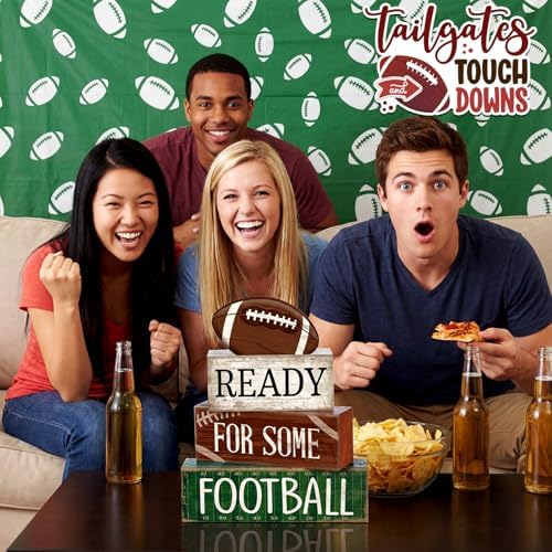 Yuntau 4 Pcs Fall Football Decorations for Home Farmhouse Tiered Tray Decor