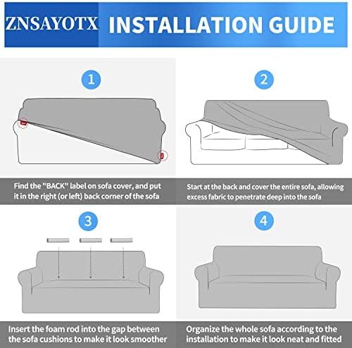 ZNSAYOTX 1 Piece Jacquard Couch Covers for 3 Cushion Couch High Stretch Sofa Cover for Pets Dogs Anti Slip Extra Large Sofa Slipcovers Furniture Protector (X-Large, New Pattern Light Grey)