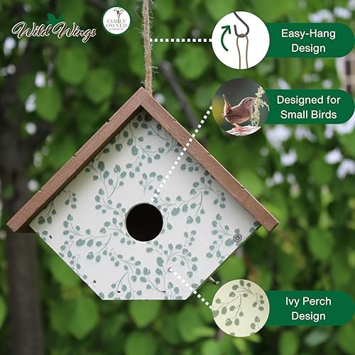 Wild Wings Decorative Wren House Ivy Perch, White