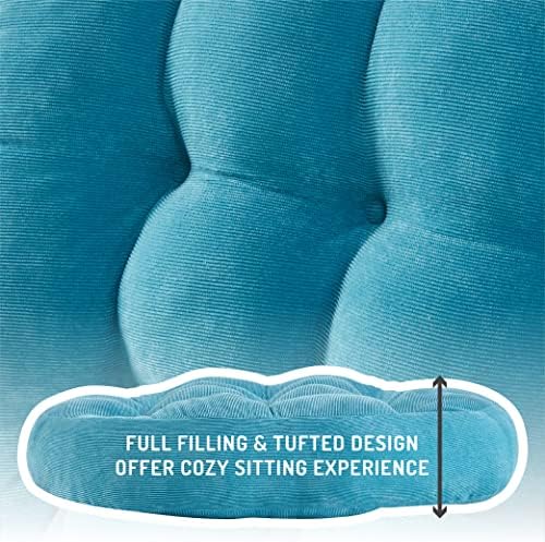 Meditation Floor Pillow Set of 2, Round Large Pillows Seating for Adults, Tufted Corduroy Thick Cushion for Living Room Tatami, Turquoise, 22 Inch'2 Count (Pack of 1)