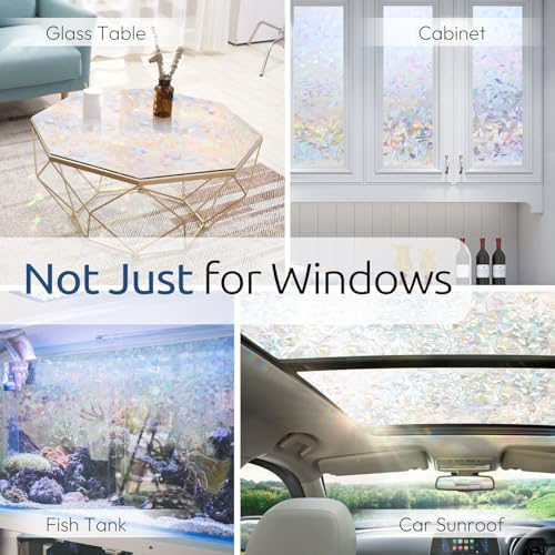 rabbitgoo Rainbow Window Privacy Film, Stained Glass Cling, 29.5" x 157.4"