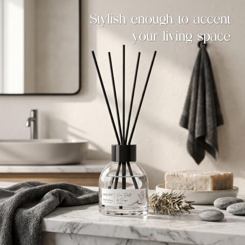 AUEFLIE Reed Diffuser Set of 3, Sea Salt/Eucalyptus Lavender/Fresh Linen