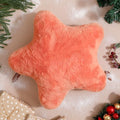 YRXRUS Star Pillows, Christmas Pillows, Orange Star Shaped Pillow, Gifts, Cute Plush Throw Pillow Room Decor, Fluffy Faux Rabbit Fur 18"x18", Living Bedroom