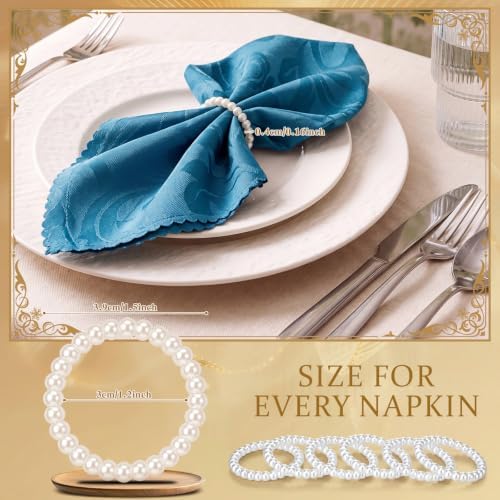 Pearl Napkin Ring Imitation Pearl Ring Napkin Holder, 50 Pcs, 1.5"