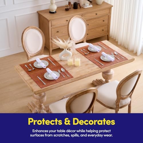 Sweet Home Collection 100% Cotton Placemats for Dining Room Rectangle Two Tone Woven Fabric 13" x 19" Soft Durable Table Mat Set, Set of 6, Rust
