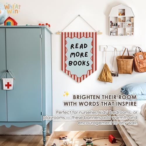 Classroom Reading Nook Decor, Read More Books Pennant Flag for Reading Corner Classroom Library 15x11 Inch - Retro