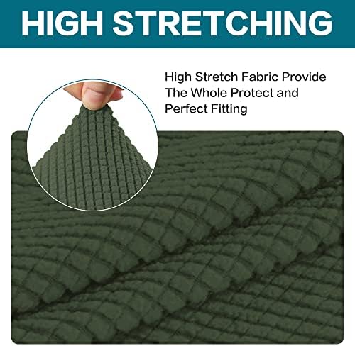 Turquoize Stretch Sofa Slipcover 2 Pieces Sofa Cover Couch Cover for 2 Cushion Couch Washable Furniture Protector Covers with Elastic Bottom Feature Thick Jacquard Fabric (Loveseat, Bronze Green)