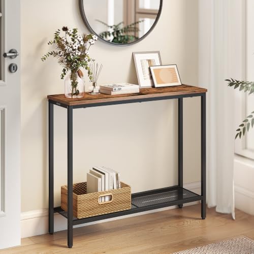 VASAGLE 31.5" Console Table, Narrow Behind Couch Table, 2 Tier