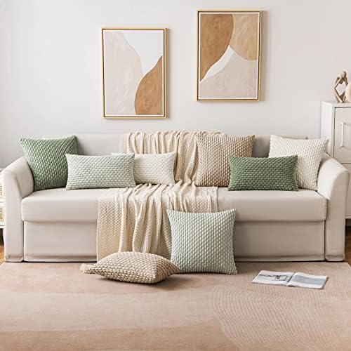 MIULEE Lumbar Decorative Throw Pillow Covers 12x20 Neutral Tan Corduroy