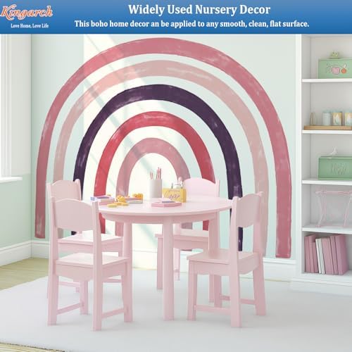 Large Boho Rainbow Wall Decals, Colorful Peel and Stick Fabric Nursery Wall Decor, Removable Home Room Wall Decor Murals Stickers for Kids Girls Toddler Bedroom Living Room Playroom