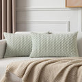 Kevin Textile Soft Corduroy 12"x20" Lumbar Pillow Covers 2 Pack Light Green