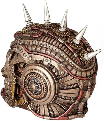 Veronese Design 5 1/2 Steampunk Chrome Spiked Draugr Skull Resin Sculpture Bronze Finish Secret Trinket Box