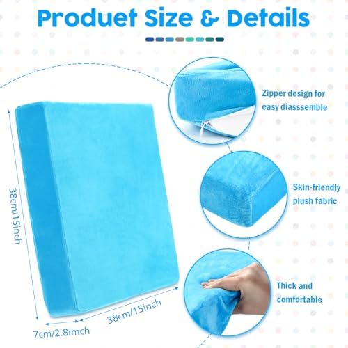 GlikCeil 8 Pcs Square Floor Pillow Cushions for Kid Classroom 15'', Blue