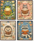 SkyCozy Reading Nook Decor, Woodland Animal Reading Wall Art Posters