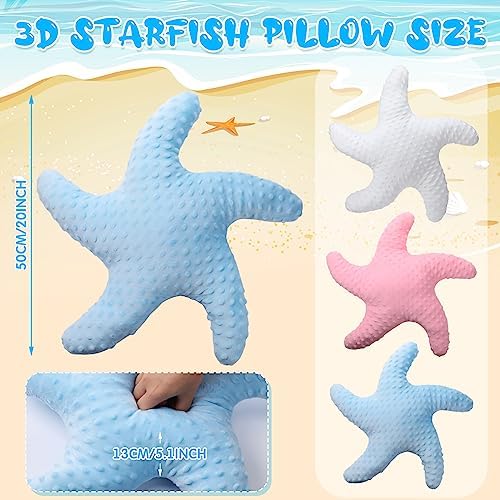 Fumete Starfish Pillow Beach Starfish Shaped Throw Pillows 20'' Stuffed Animal Cute Plush Coastal Decor Ocean Star Pillow Plush Cushion for Bedroom Living Room Sofa Couch(Pink White Blue,3 Pcs)