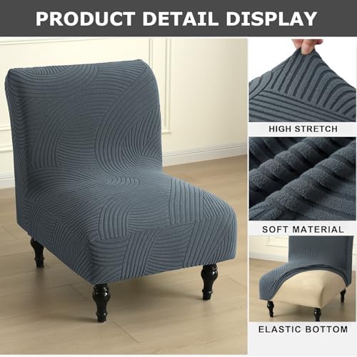 Eco-Ancheng Armless Chair Slipcover Removable Armless Accent Chairs Covers Washable Armless Slipper Chair Slipcover Printed Armless Chair Furniture Protector Covers for Living Dining Room Hotel,24