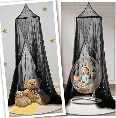South to East Black Bed Canopy for Kids with Glowing Stars, Gitf for Kid