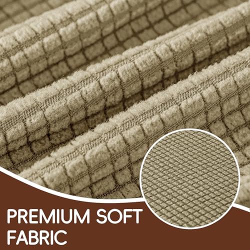 4 Pieces Stretch Couch Covers for 3 Cushion Sofa Cover Decorative Sofa Slipcover Non Slip Washable Thick Soft Elastic Furniture Protector for Pets,(Large, Sand)