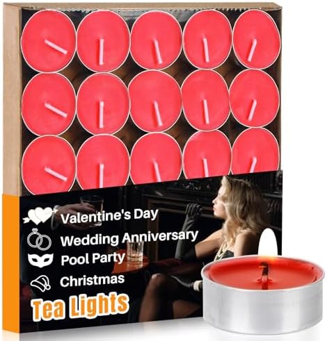 MAQIHAN 25 pcs Red Tea Light Candles - Mini Votive Soy Candles Bulk
