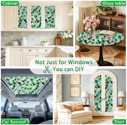 SOMWISE Rainbow Stained Glass Window Privacy Film,Heat Blocking Save Energy