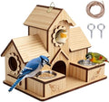 4-Hole Birdhouse for Outside with Feeding Tray, Cedar Wood