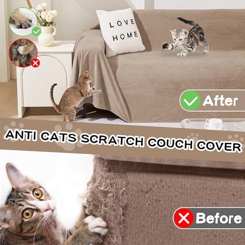 MEETSKY Couch Covers for 3 Cushion Couch Sofa, Washable Sectional Couch Covers L Shape Sofa Cover Soft Slipcovers Couch Furniture Protector for Pets Dogs Kids, 91" x 118", Khaki