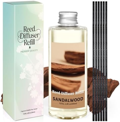 SCENTORINI Reed Diffuser Oil Refill Set, Sandalwood Diffuser Oil 6.76 Fl Oz