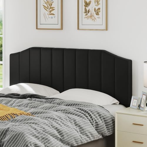 Furpopup Velvet King Size Headboard Only, Wall and Bed Frame Mount, Black
