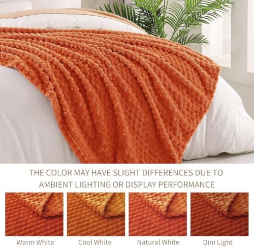 Exclusivo Mezcla 3D Fleece Twin Size Blanket for Bed, Burnt Orange