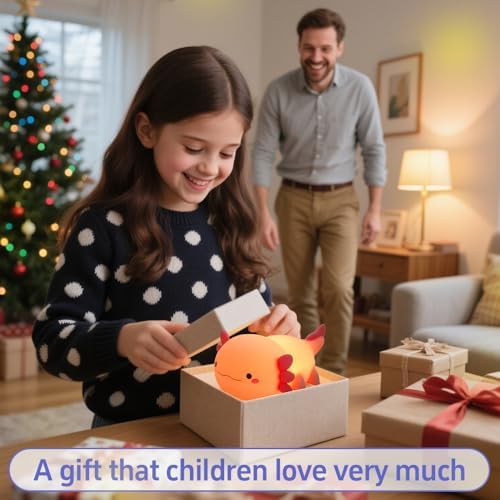 Cute Axolotl Night Light, Squishy Silicone Axolotl LED Night Lamp, Novelty Nursery Nightlight for Kids, Rechargeable Animal Touch Lamp Bedside Lamp 2 Levels Dimmable Room Decor Gifts for Girl Boy Baby